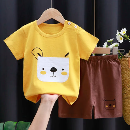Kids Cotton Cartoon T-Shirt and Shorts Set