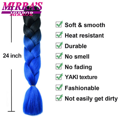 24 Inch Jumbo Braiding Hair Extensions Synthetic Ombre