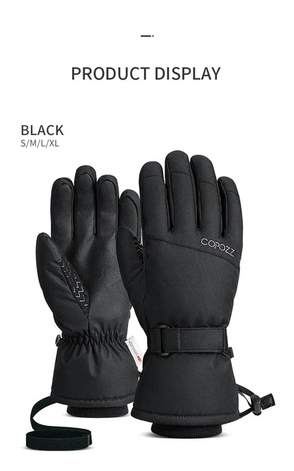 Copozz Waterproof Ultralight Winter Ski Gloves Black White