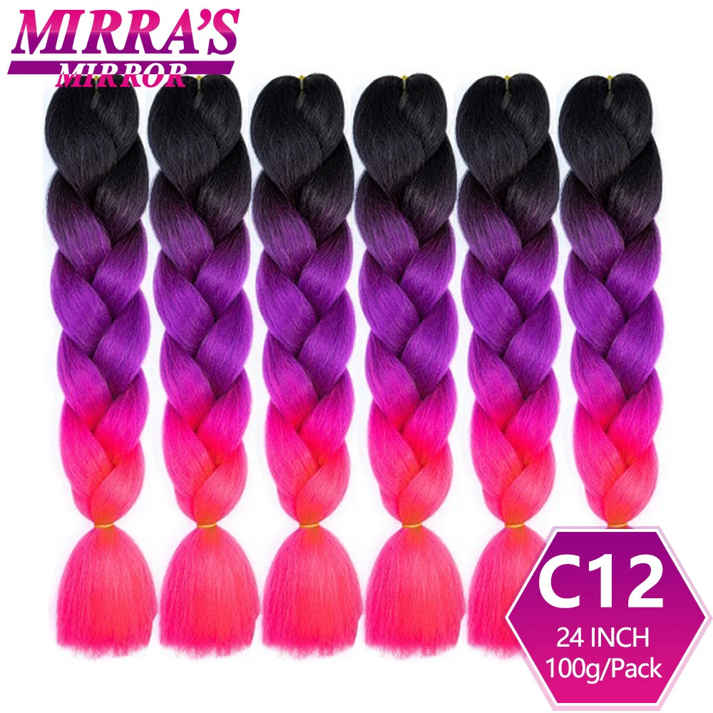 24 Inch Jumbo Braiding Hair Extensions Synthetic Ombre