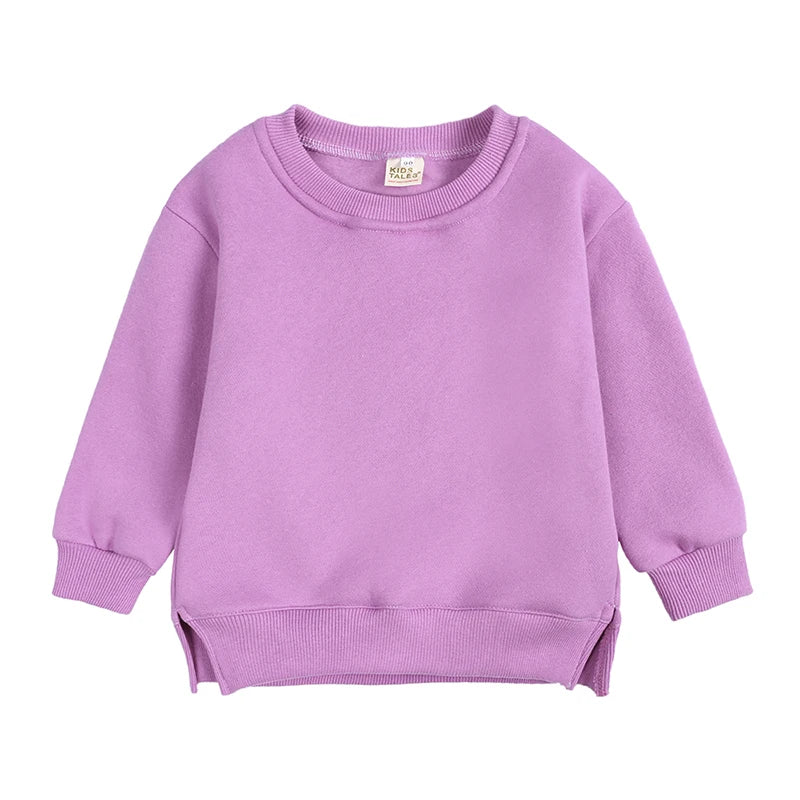 Kids Hooded Sweatshirt Cotton Solid Top for Girls