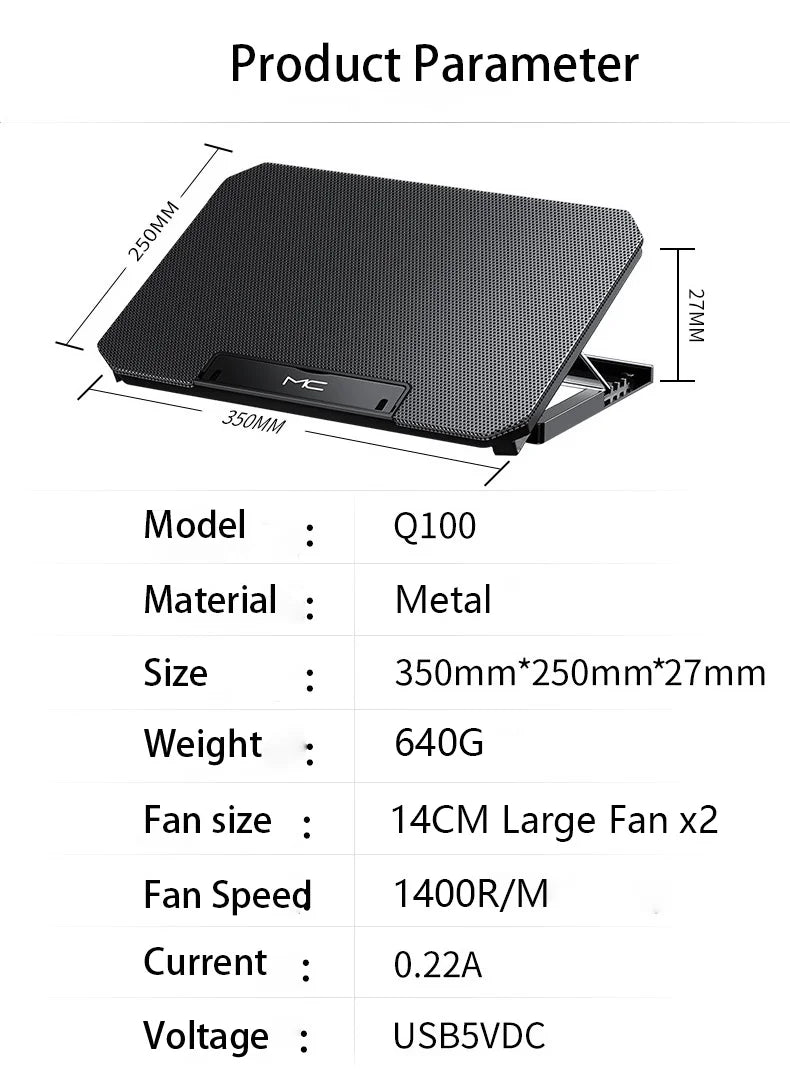 USB Laptop Cooling Pad – 12–16 Inch