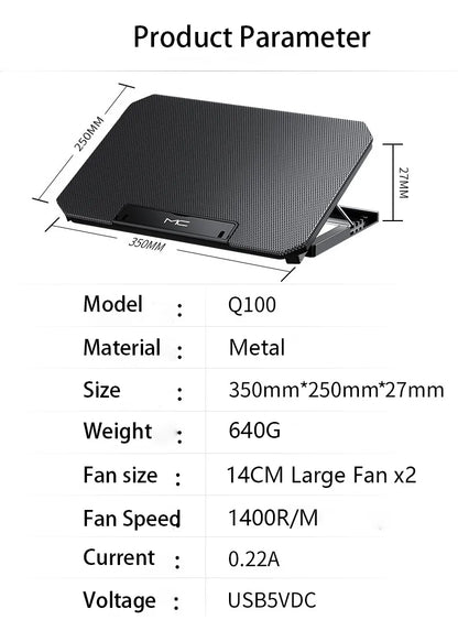 USB Laptop Cooling Pad – 12–16 Inch