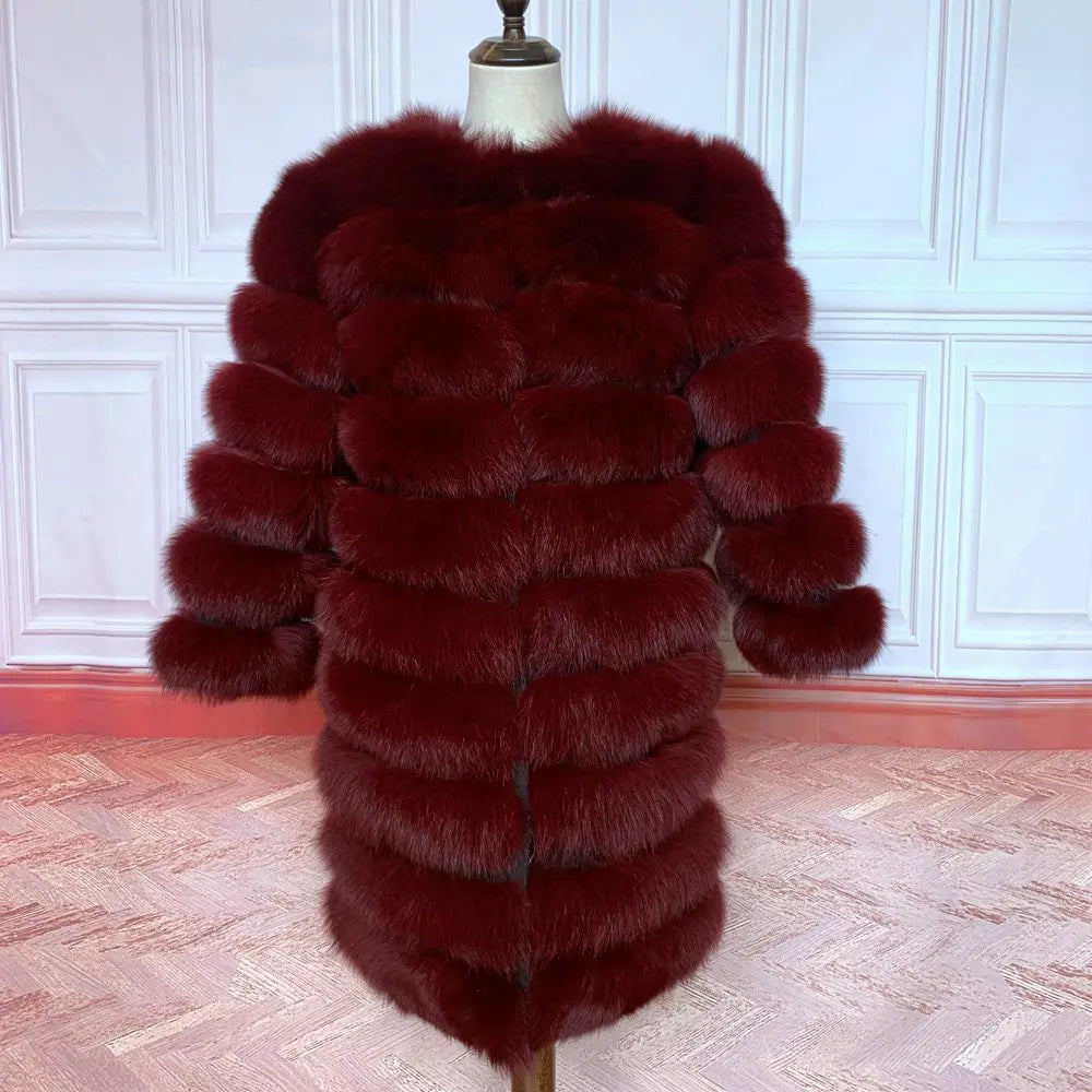 4in1 Women Fox Fur Coat Winter Outerwear
