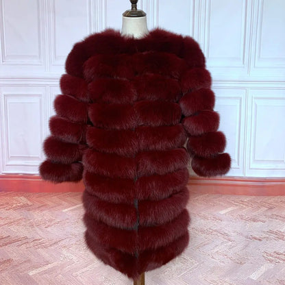 4in1 Women Fox Fur Coat Winter Outerwear