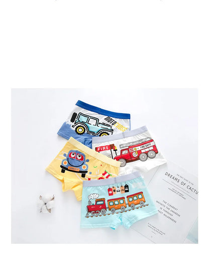 Children's Cotton Underwear Boy Briefs with Cartoon Design