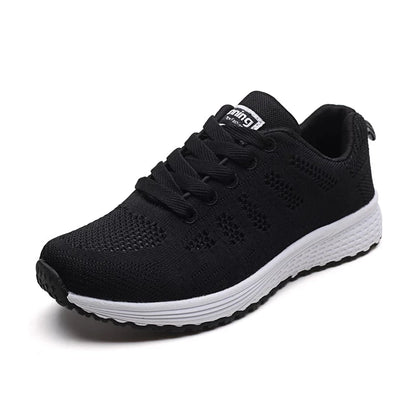 Women Breathable Mesh Flat Sneakers White