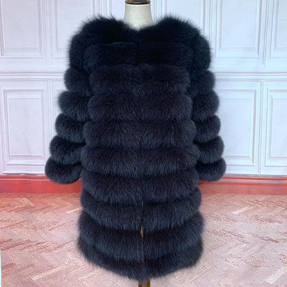 4in1 Women Fox Fur Coat Winter Outerwear