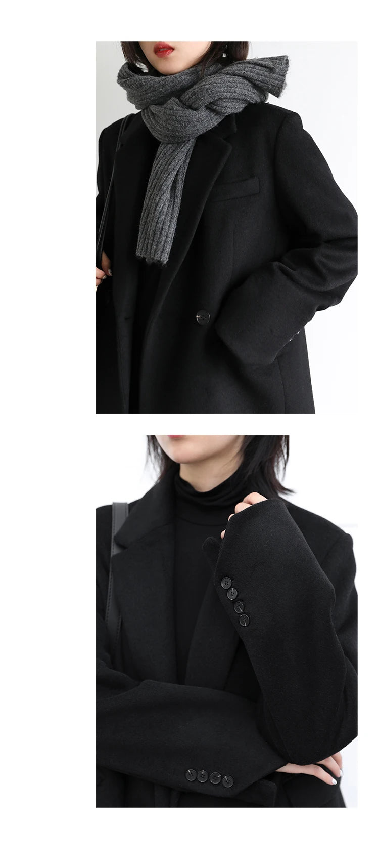 Wool Blend Mid Long Blazer Coat for Women