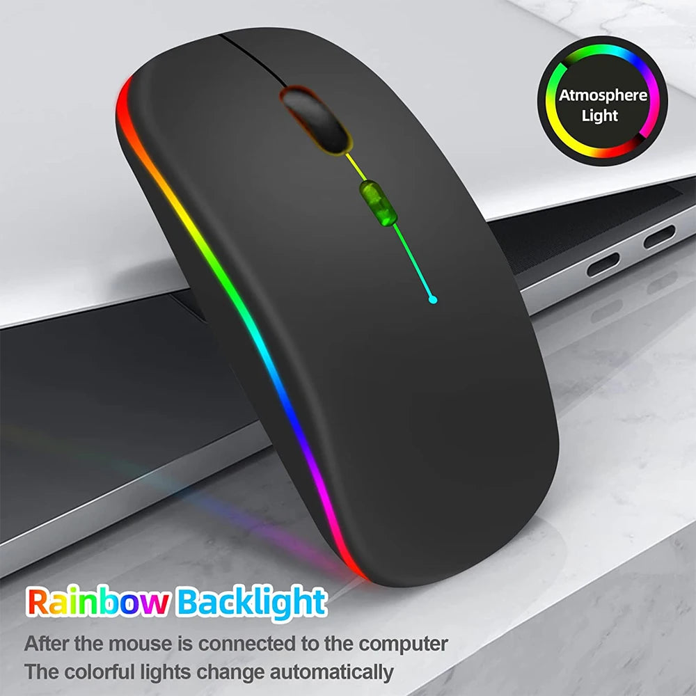 LED Wireless Mouse USB Rechargeable Bluetooth RGB