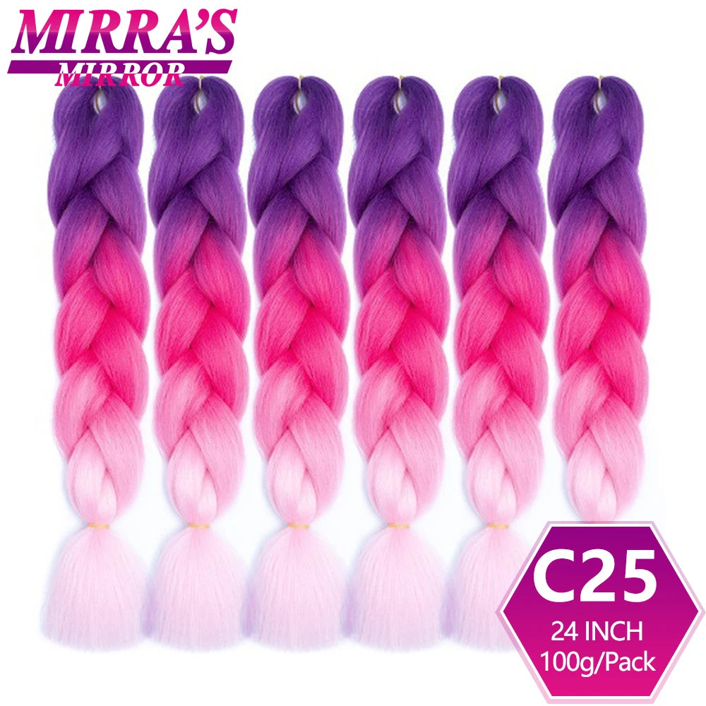 24 Inch Jumbo Braiding Hair Extensions Synthetic Ombre