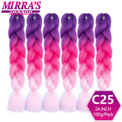 24 Inch Jumbo Braiding Hair Extensions Synthetic Ombre