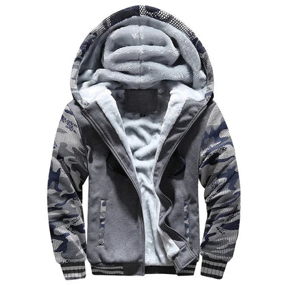 Men's Camouflage Winter Jacket Fleece Long Sleeve Coat