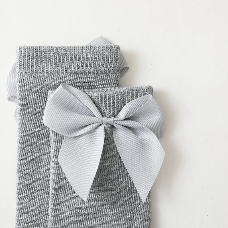 Knee High Cotton Baby Socks with Big Bow