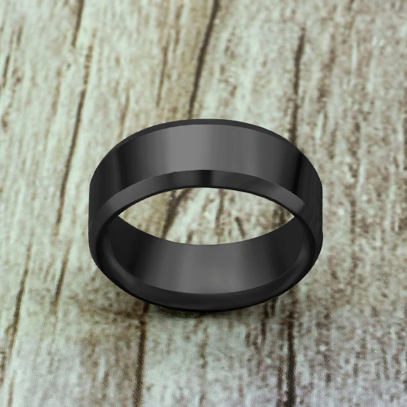 Black Classic Titanium Steel Ring for Men