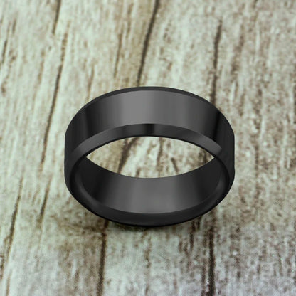 Black Classic Titanium Steel Ring for Men