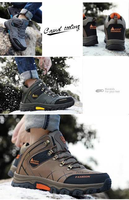 Men's Waterproof Leather Snow Boots Size 39-47