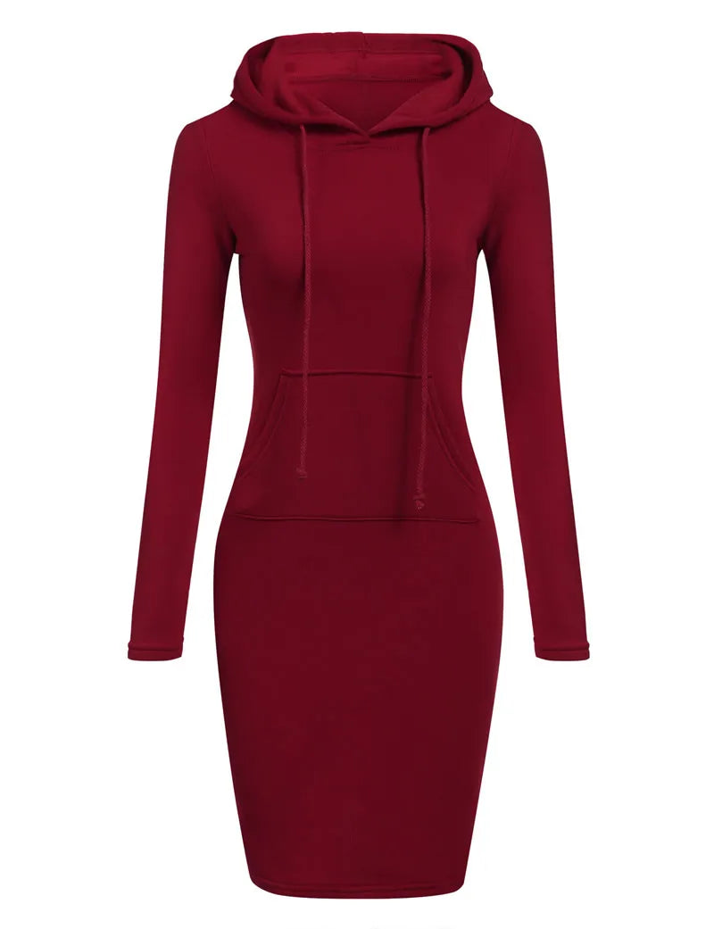 Hooded Sweatshirt Dress for Women in Polyester