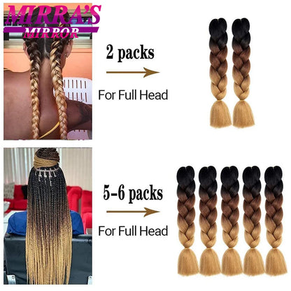 24 Inch Jumbo Braiding Hair Extensions Synthetic Ombre