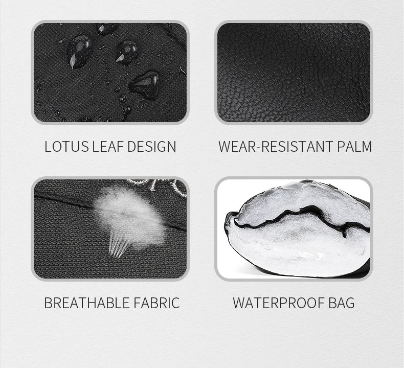 Copozz Waterproof Ultralight Winter Ski Gloves Black White