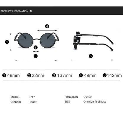Metal Punk Round Sunglasses for Men and Women