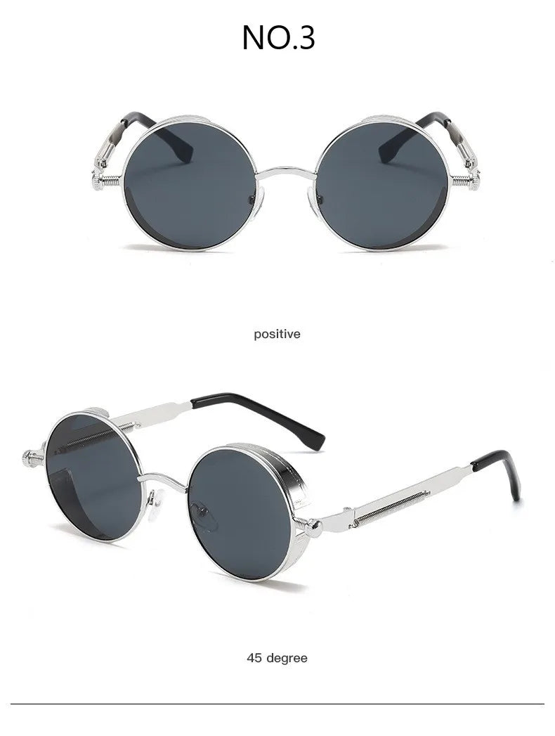 Metal Punk Round Sunglasses for Men and Women