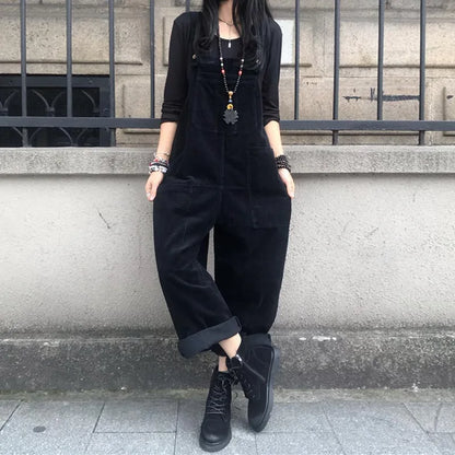 Corduroy Women's Casual Overalls with Pockets
