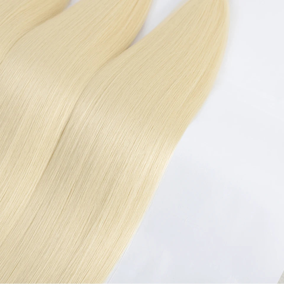 Bone Straight Synthetic Hair Bundles Yaki Weaving