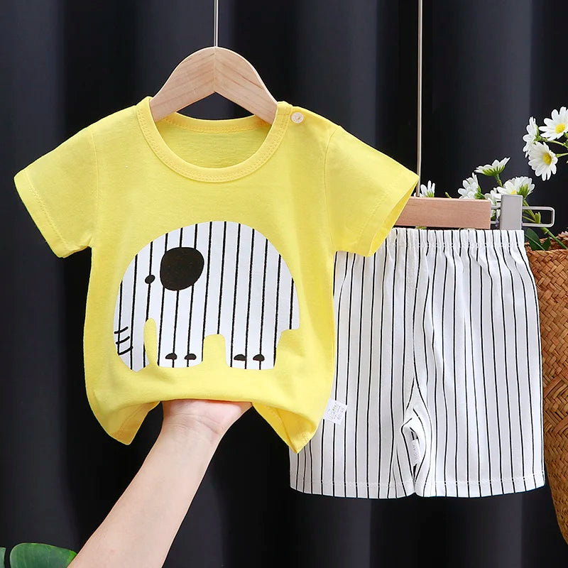 Kids Cotton Cartoon T-Shirt and Shorts Set