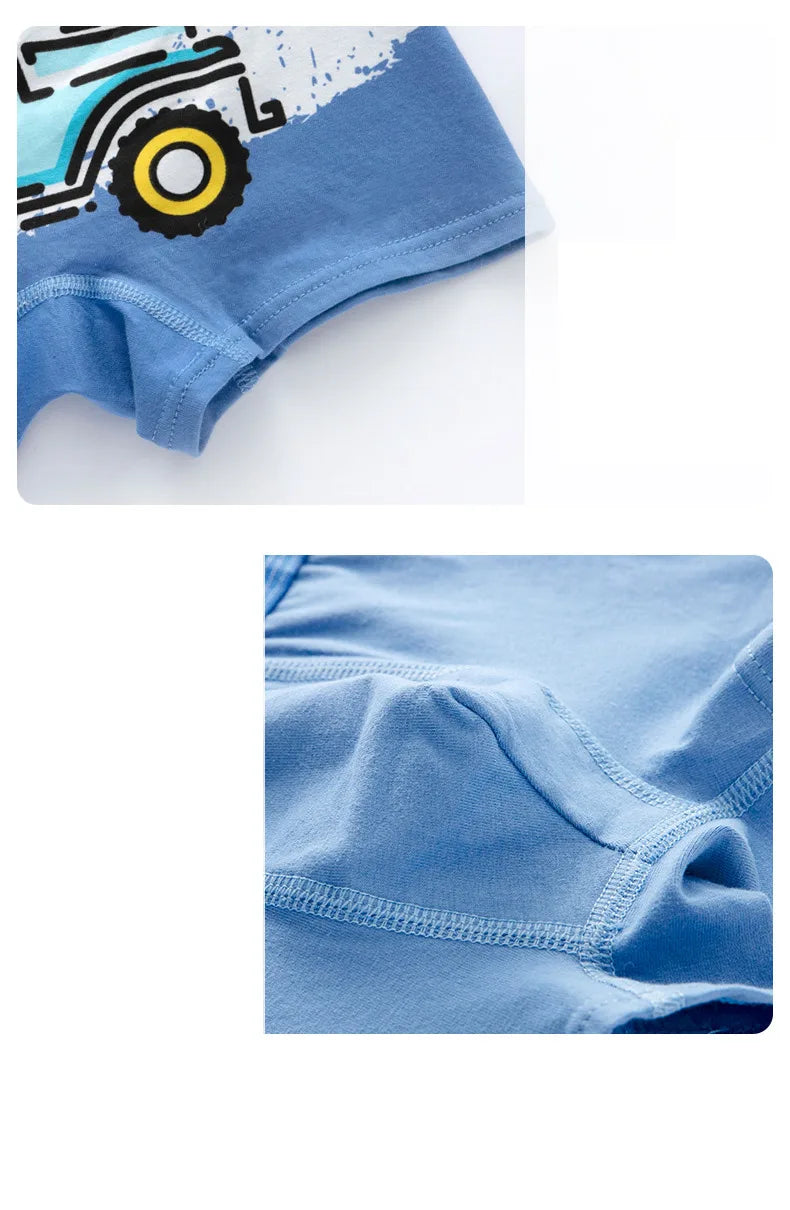 Children's Cotton Underwear Boy Briefs with Cartoon Design