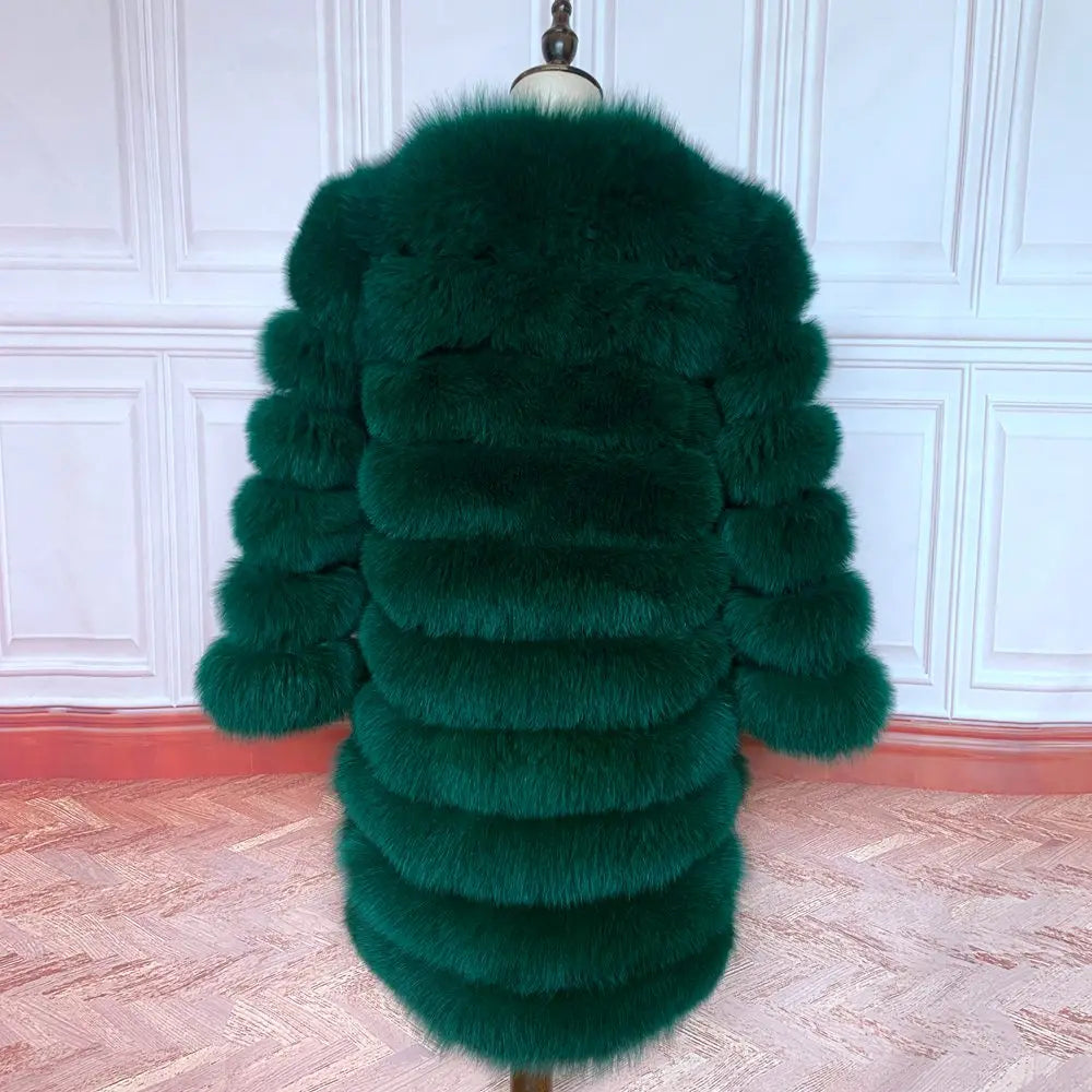 4in1 Women Fox Fur Coat Winter Outerwear
