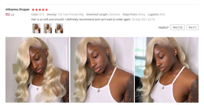 360 Lace Frontal Wig 613 Blonde Body Wave Human Hair