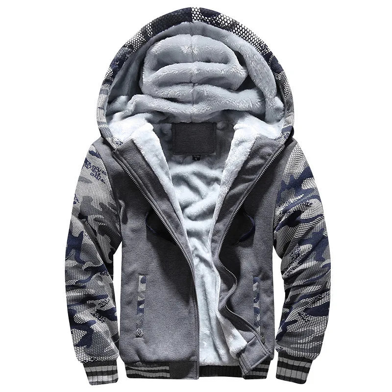 Men's Camouflage Winter Jacket Fleece Long Sleeve Coat
