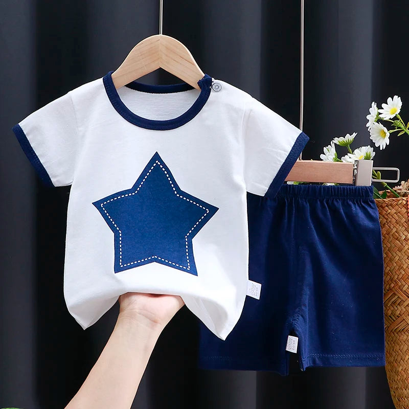 Kids Cotton Cartoon T-Shirt and Shorts Set