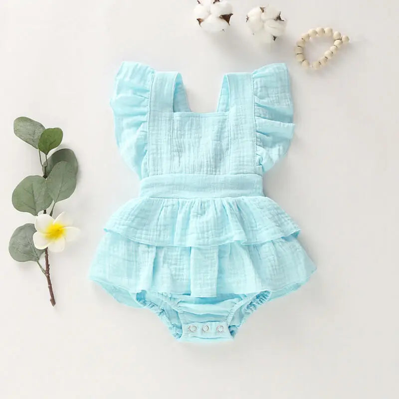 Cotton Ruffle Romper for Baby Girls Summer Outfit