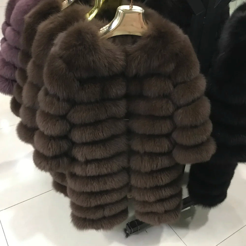 4in1 Women Fox Fur Coat Winter Outerwear
