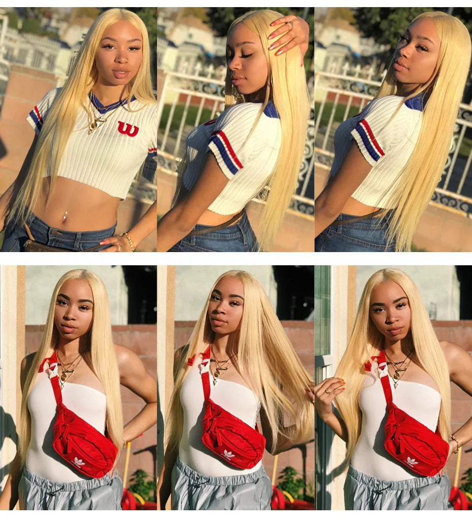 13x6 360 Lace Wig Human Hair Pre Plucked Blonde