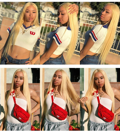 13x6 360 Lace Wig Human Hair Pre Plucked Blonde
