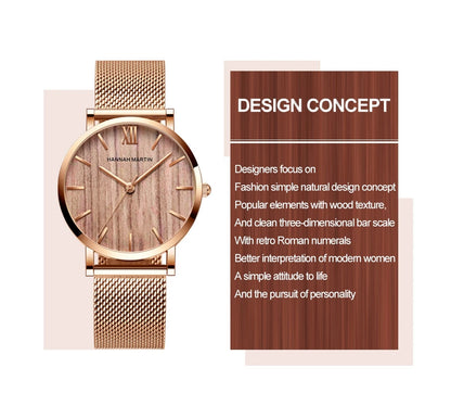 Hannah Martin Women 36mm Rose Gold Quartz Watch