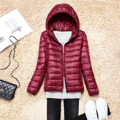Women Hooded Puffer Jacket Plus Size Lightweight