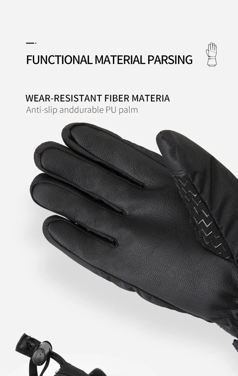 Copozz Waterproof Ultralight Winter Ski Gloves Black White