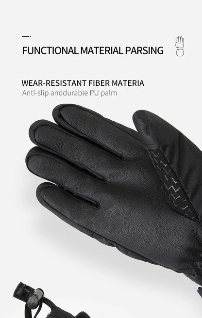 Copozz Waterproof Ultralight Winter Ski Gloves Black White
