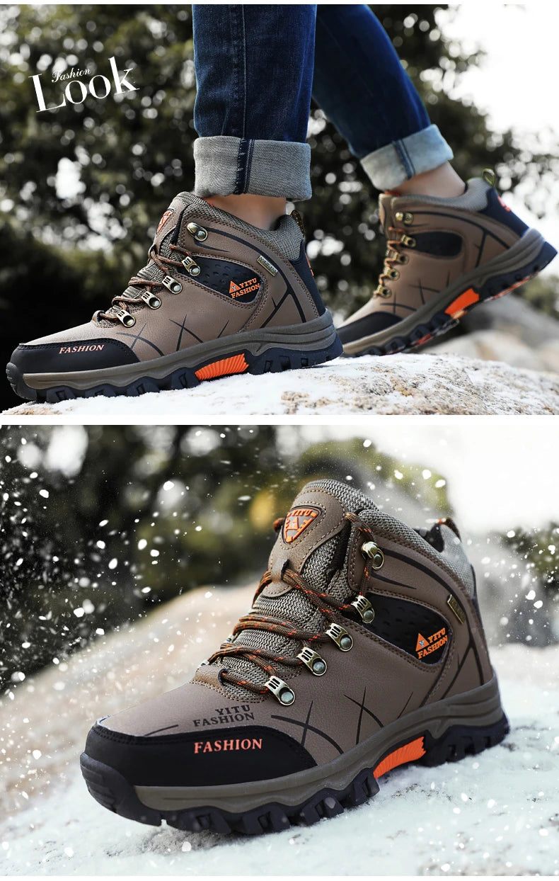 Men's Waterproof Leather Snow Boots Size 39-47