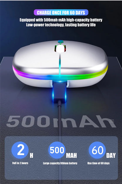 LED Wireless Mouse USB Rechargeable Bluetooth RGB