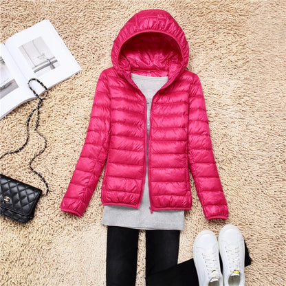 Women Hooded Puffer Jacket Plus Size Lightweight