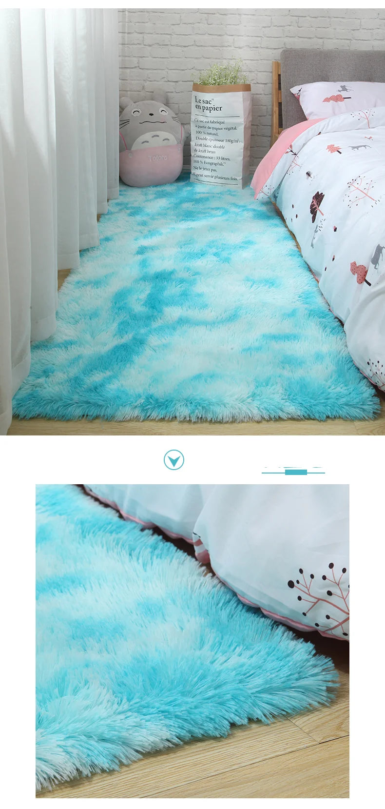 Pink Fluffy Polyester Carpet for Children's Room