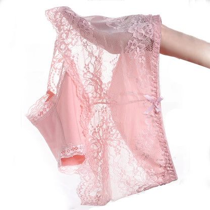 7Pcs Women's Lace Transparent Cotton Briefs Plus Size