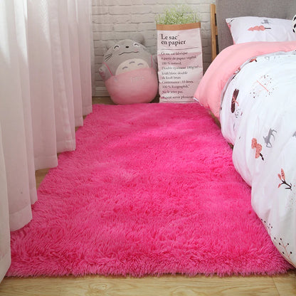 Pink Fluffy Polyester Carpet for Children's Room