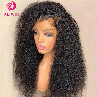 Kinky Curly 13x6 Lace Front Wig Human Hair Transparent Lace