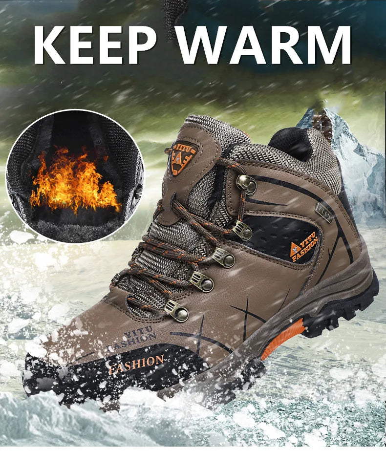 Men's Waterproof Leather Snow Boots Size 39-47